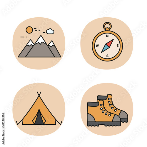 Hiking icons set (1)