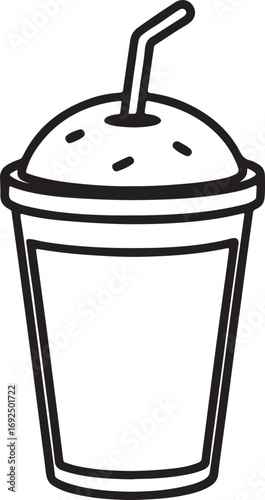 Bubble tea line art, coloring book page line art drawing, vector and illustration