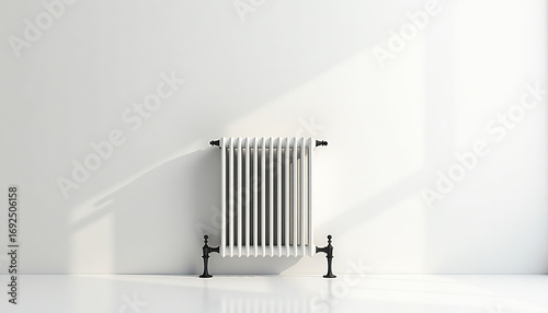 Wallpaper Mural Minimalist white radiator against a plain wall with soft shadows and a clean aesthetic Torontodigital.ca