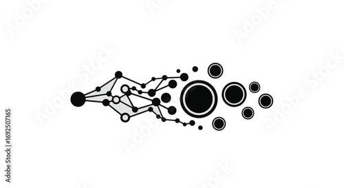 Abstract network of interconnected circles and lines symbolizing data flow and connection