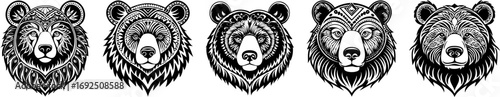 Bear head sign logo icon hand drawn ai generated