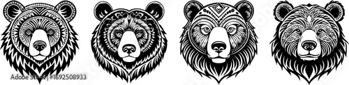 Bear head sign logo icon hand drawn ai generated