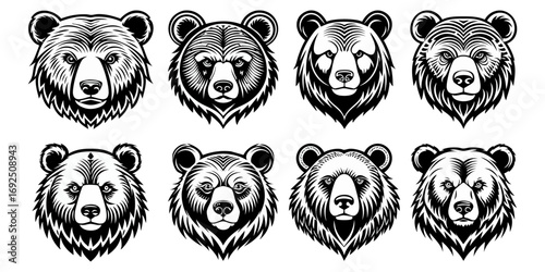 Bear head sign logo icon hand drawn ai generated