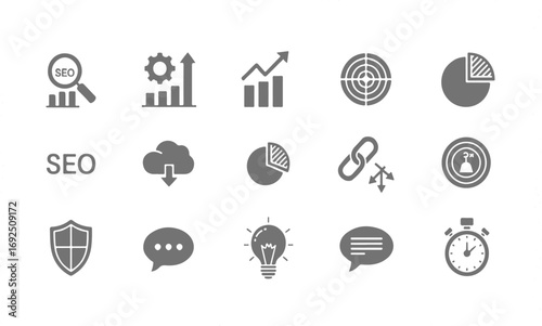 SEO icons set on white background