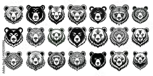 Bear head sign logo icon hand drawn ai generated