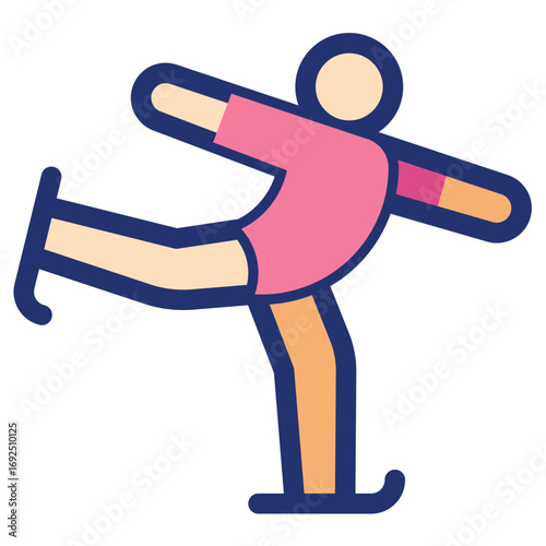 Figure Skating Clean Vector Icon – Flat Symbol Design for Web and Mobile Apps
