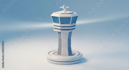 Airport control tower illustration aviation management air traffic safety and navigation system design concept