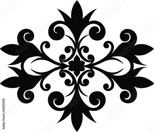 Black Ornamental Divider - Calligraphic Silhouette Vector Illustration. Silhouette Flourish Divider - Vector Decorative Line Element
