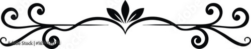 Black Ornamental Divider - Calligraphic Silhouette Vector Illustration. Silhouette Flourish Divider - Vector Decorative Line Element