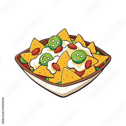 Delicious loaded nachos with cheese jalapenos and sour cream food advertisement banner design