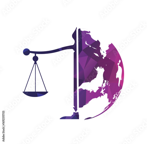 International tribunal and Supreme court logo concept. International law logo