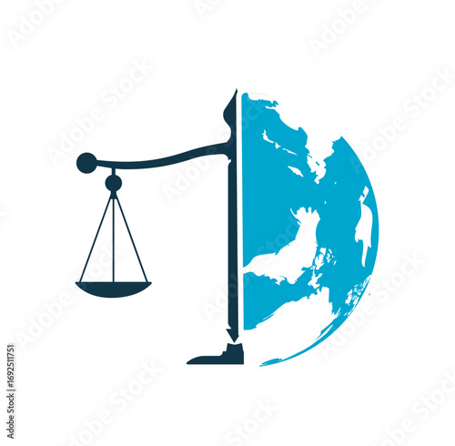 International tribunal and Supreme court logo concept. International law logo