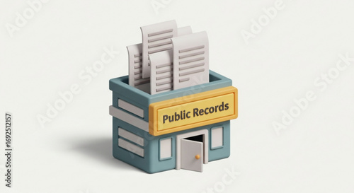 Public records building illustration for government information and legal documents access concept design