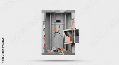 Broken elevator repair service damaged lift shaft maintenance emergency call out building safety inspection needed
