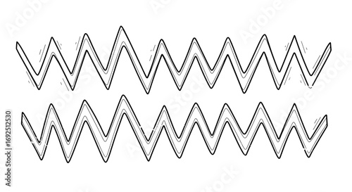 Two rows of jagged lines with a rough sketched appearance in black and white