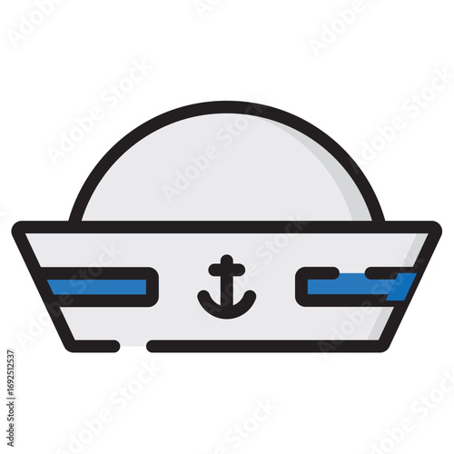 Sailorhat Clean Vector Icon – Flat Symbol Design for Web and Mobile Apps