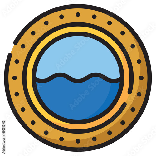 Porthole Clean Vector Icon – Flat Symbol Design for Web and Mobile Apps