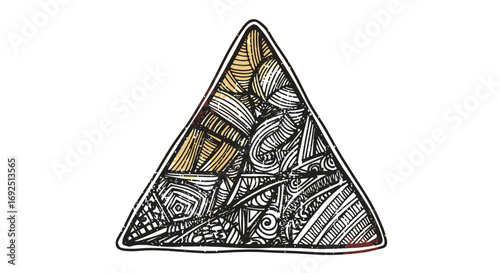 Illustration of a triangle filled with intricate patterns and textures