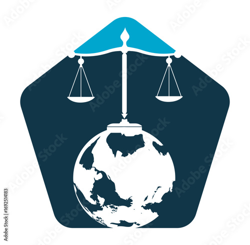 International tribunal and Supreme court logo concept. International law logo