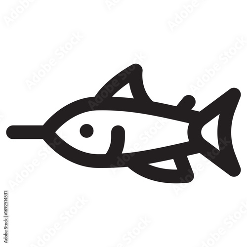 Sword Fish Clean Vector Icon – Flat Symbol Design for Web and Mobile Apps