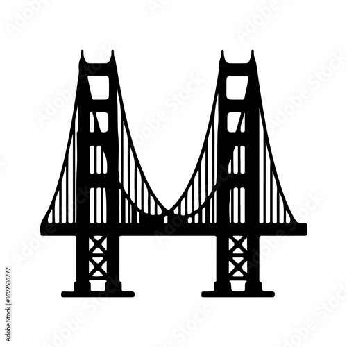 Minimalist Golden Gate Bridge Landmark Silhouette.