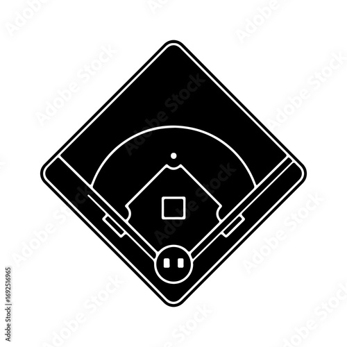 Simple black and white baseball field icon.