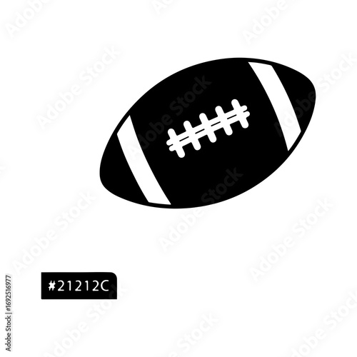 Simple black and white American football icon isolated.