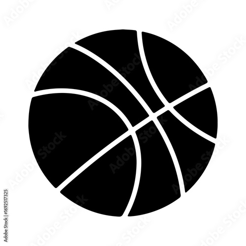 Simple black basketball icon with white lines.