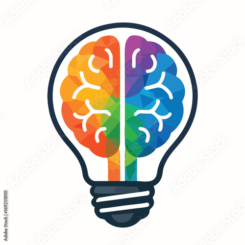 Human Minds Brain Concepts and Ideas,Creative Brain Idea Colorful Lightbulb Brainstorm Concept,Human Minds Brain Concepts and Ideas