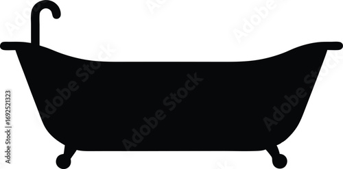 Vector Illustration of a Baby Bathtub Silhouette, Newborn Baby Bath Time Silhouette Vector Art