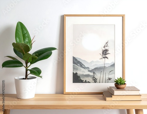 Elevate your space with serene mountain landscape art print, perfect for modern home decor and tranquil vibes
