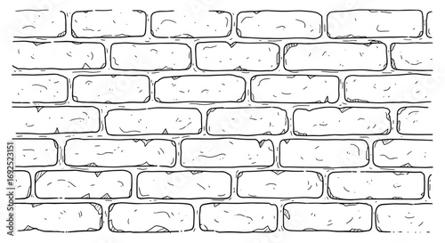 Illustration of a brick wall pattern with detailed line art design work