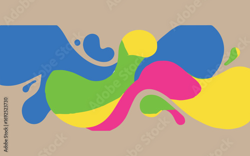 Vibrant abstract organic shapes in bright colors on a neutral background