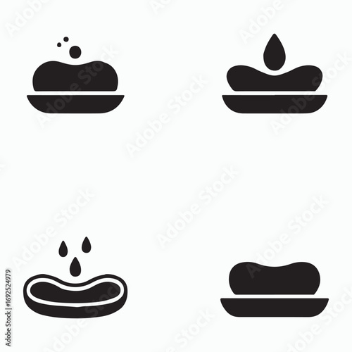 Soap Dish Solid Icons Set