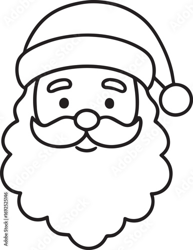 Santa Claus Outline: A simple line art illustration captures the iconic face of Santa Claus, perfect for festive designs. The cheerful outline embodies the joy and anticipation of the holiday season.