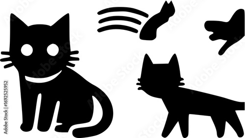 Cute pet cat icon illustration