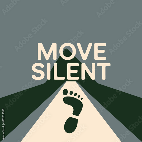 Minimalist poster design move silent footprint symbol conceptual art graphic design typography scene vector