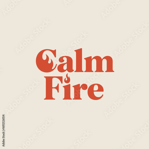 Modern calm fire logo design with dynamic red font and subtle flame element ideal for branding and digital media vector