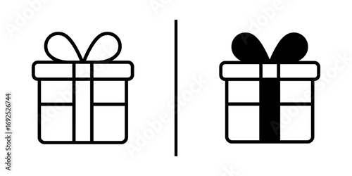 Gift Icon for Choice: Two illustrative gift box icons, one in outline and the other filled in, represent the duality of choice. Ideal for design elements