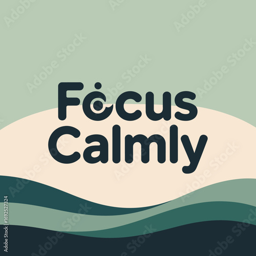Focus calmly logo design clean modern typography featuring abstract wave shapes and subtle gradient background symbolizing serenity and mindfulness vector