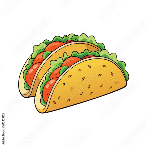 Delicious soft shell tacos filled with seasoned meat crisp lettuce and shredded cheese illustration
