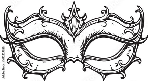 Mysterious Masquerade Mask: A detailed illustration captures an intricate masquerade mask, an enigmatic symbol of elegance and intrigue.