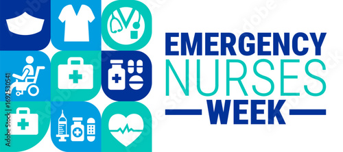 Emergency Nurses Week Geometric shape pattern background, banner, card or poster design template is observed every year during October, to raise awareness about the mission. Vector illustration.