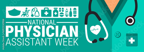 National Physician Assistant Week background, banner, card or poster design template is observed every year during October, to raise awareness about the mission. Vector illustration.