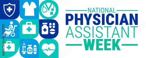 National Physician Assistant Week geometric shape pattern background, banner, card or poster design template is observed every year during October, to raise awareness about the mission. Vector