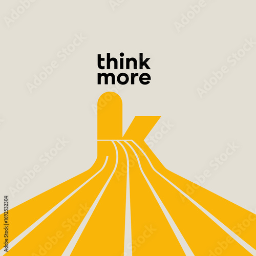 Minimalist think more logo design featuring a stylized k with flowing lines representing ideas and growth concept vector