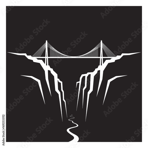 Huajiang Grand Canyon Bridge Silhouette – Minimal Black and White Icon of China’s Tallest Bridge