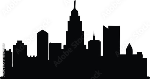 Boston Skyline Silhouette Vector Flat Design, Massachusetts Cityscape