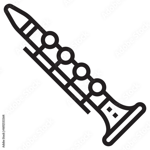 Clarinet Clean Vector Icon – Flat Symbol Design for Web and Mobile Apps