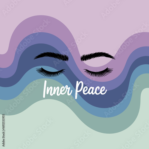 Serene serenity abstract art closed eyes tranquility mindful calm meditation inner peace serene waves gentle aura soft colors spiritual connection vector